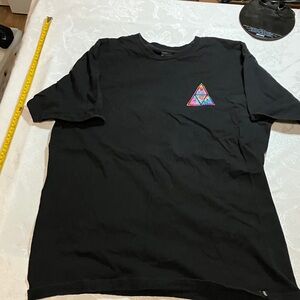 HUF Black Tee with Colorful Triangle Graphic